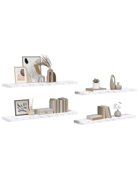Scaffale da parete 4 pcs Marmo Bianco 120 x 23,5 x 4 cm