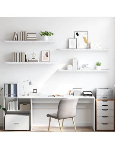 Scaffale da parete 4 pcs Marmo Bianco 120 x 23,5 x 4 cm