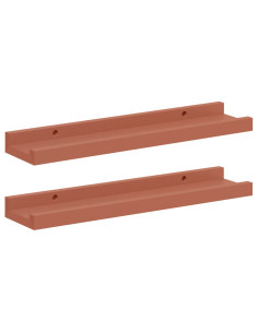 Scaffale da parete 2 pcs Rosso 40 x 9 x 3 cm Legno multistrato 2