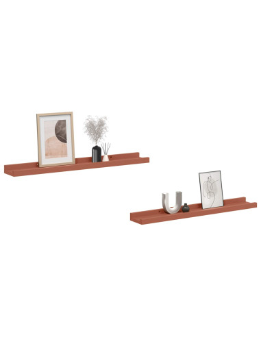 Scaffale da parete 2 pcs Rosso 60 x 9 x 3 cm Legno multistrato