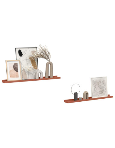 Scaffale da parete 2 pcs Rosso 80 x 9 x 3 cm Legno multistrato
