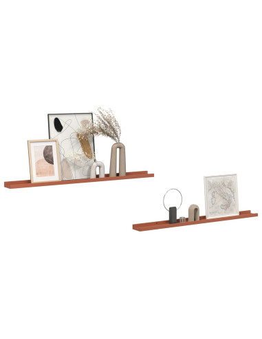 Scaffale da parete 2 pcs Rosso 100 x 9 x 3 cm Legno multistrato