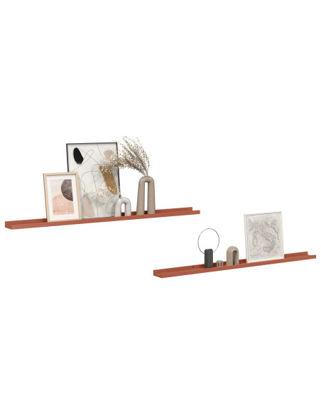 Scaffale da parete 2 pcs Rosso 115 x 9 x 3 cm Legno multistrato