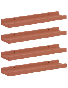 Scaffale da parete 4 pcs Rosso 40 x 9 x 3 cm Legno multistrato 2