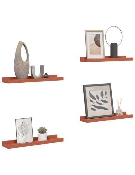 Scaffale da parete 4 pcs Rosso 40 x 9 x 3 cm Legno multistrato