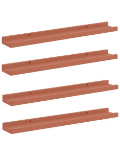 Scaffale da parete 4 pcs Rosso 60 x 9 x 3 cm Legno multistrato 2