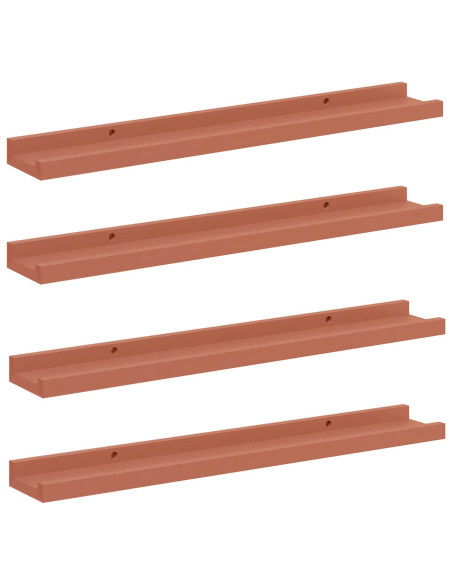 Scaffale da parete 4 pcs Rosso 60 x 9 x 3 cm Legno multistrato