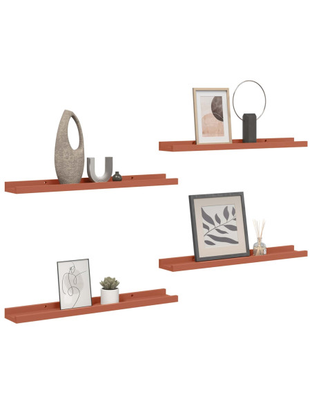 Scaffale da parete 4 pcs Rosso 60 x 9 x 3 cm Legno multistrato