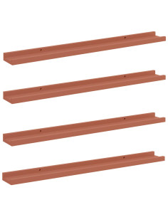 Scaffale da parete 4 pcs Rosso 80 x 9 x 3 cm Legno multistrato 2