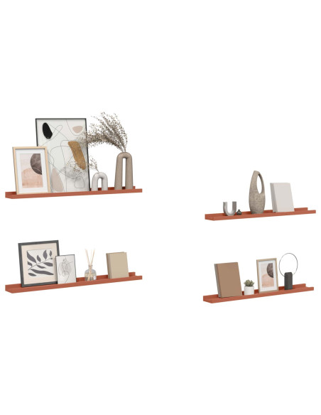 Scaffale da parete 4 pcs Rosso 80 x 9 x 3 cm Legno multistrato