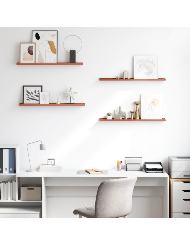 Scaffale da parete 4 pcs Rosso 80 x 9 x 3 cm Legno multistrato