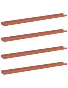 Scaffale da parete 4 pcs Rosso 100 x 9 x 3 cm Legno multistrato 2