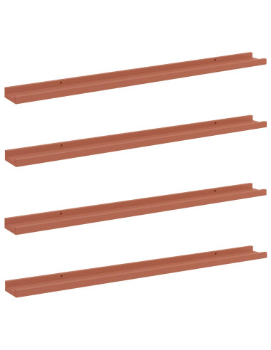 Scaffale da parete 4 pcs Rosso 100 x 9 x 3 cm Legno multistrato