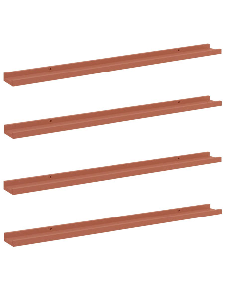 Scaffale da parete 4 pcs Rosso 100 x 9 x 3 cm Legno multistrato