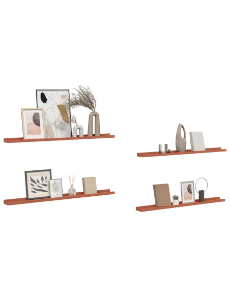 Scaffale da parete 4 pcs Rosso 100 x 9 x 3 cm Legno multistrato