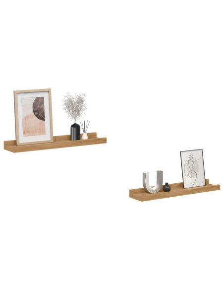 Scaffale da parete con lo scaffale 2 pcs Marrone 40 x 9 x 3 cm