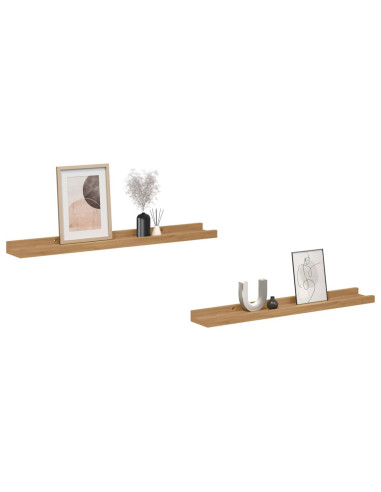 Scaffale da parete con lo scaffale 2 pcs Marrone 60 x 9 x 3 cm