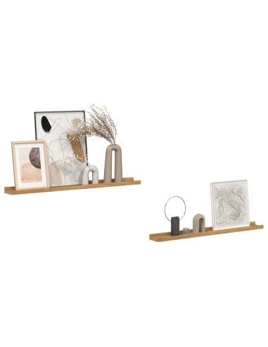 Scaffale da parete con lo scaffale 2 pcs Marrone 80 x 9 x 3 cm