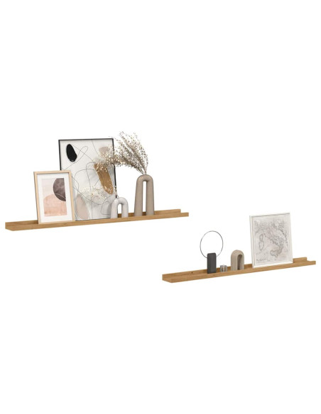 Scaffale da parete con lo scaffale 2 pcs Marrone 100 x 9 x 3 cm