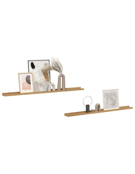 Scaffale da parete con lo scaffale 2 pcs Marrone 115 x 9 x 3 cm