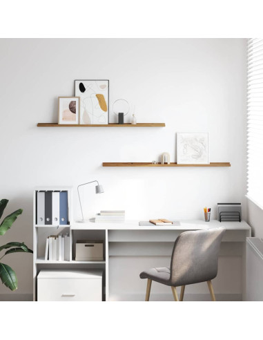 Scaffale da parete con lo scaffale 2 pcs Marrone 115 x 9 x 3 cm