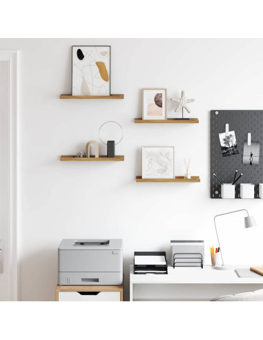 Scaffale da parete con lo scaffale 4 pcs Marrone 40 x 9 x 3 cm