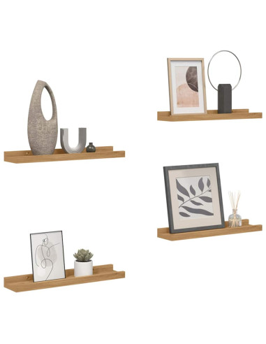 Scaffale da parete con lo scaffale 4 pcs Marrone 60 x 9 x 3 cm