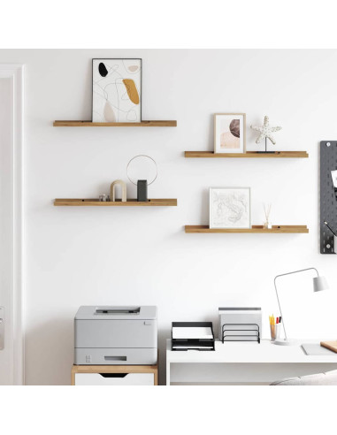 Scaffale da parete con lo scaffale 4 pcs Marrone 60 x 9 x 3 cm