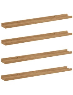 Scaffale da parete con lo scaffale 4 pcs Marrone 80 x 9 x 3 cm 2