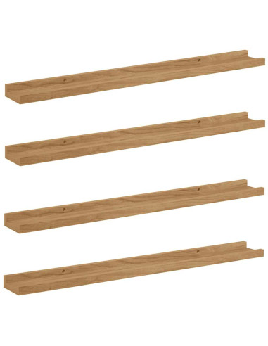 Scaffale da parete con lo scaffale 4 pcs Marrone 80 x 9 x 3 cm