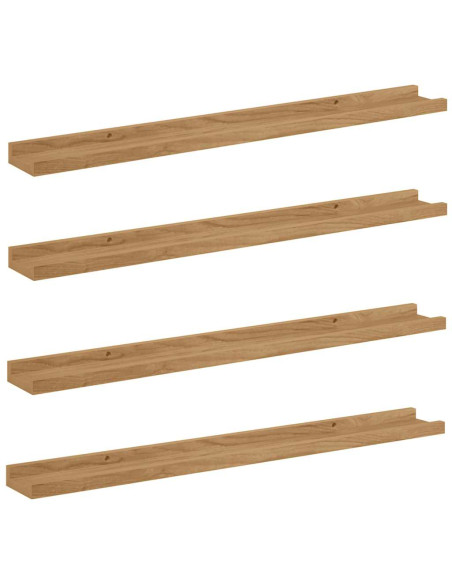 Scaffale da parete con lo scaffale 4 pcs Marrone 80 x 9 x 3 cm