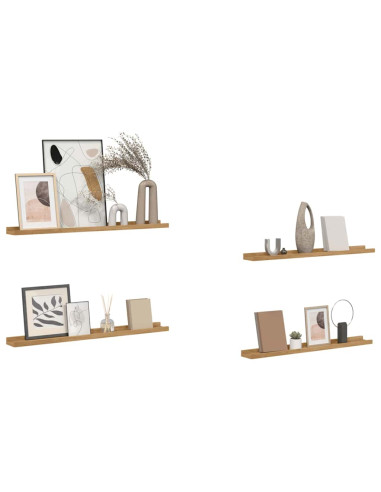Scaffale da parete con lo scaffale 4 pcs Marrone 80 x 9 x 3 cm