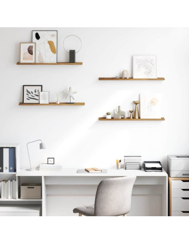 Scaffale da parete con lo scaffale 4 pcs Marrone 80 x 9 x 3 cm