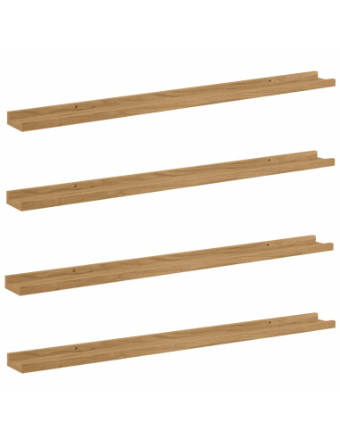 Scaffale da parete con lo scaffale 4 pcs Marrone 100 x 9 x 3 cm