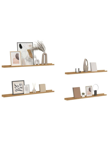 Scaffale da parete con lo scaffale 4 pcs Marrone 100 x 9 x 3 cm