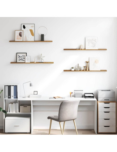 Scaffale da parete con lo scaffale 4 pcs Marrone 100 x 9 x 3 cm