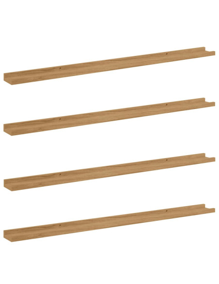 Scaffale da parete con lo scaffale 4 pcs Marrone 115 x 9 x 3 cm