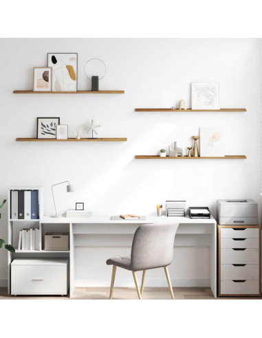 Scaffale da parete con lo scaffale 4 pcs Marrone 115 x 9 x 3 cm