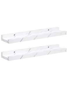 Scaffale da parete 2 pcs Marmo Bianco 40 x 9 x 3 cm 2