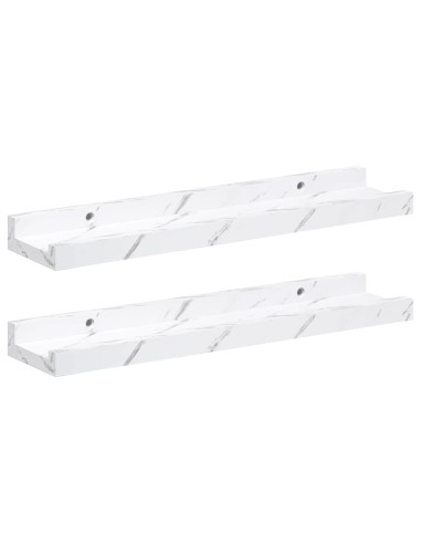 Scaffale da parete 2 pcs Marmo Bianco 40 x 9 x 3 cm