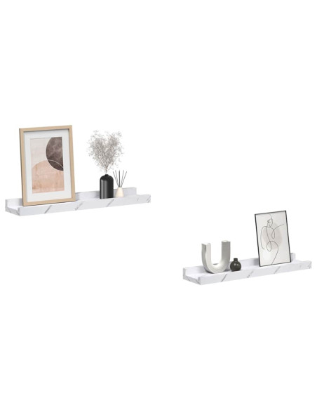 Scaffale da parete 2 pcs Marmo Bianco 40 x 9 x 3 cm