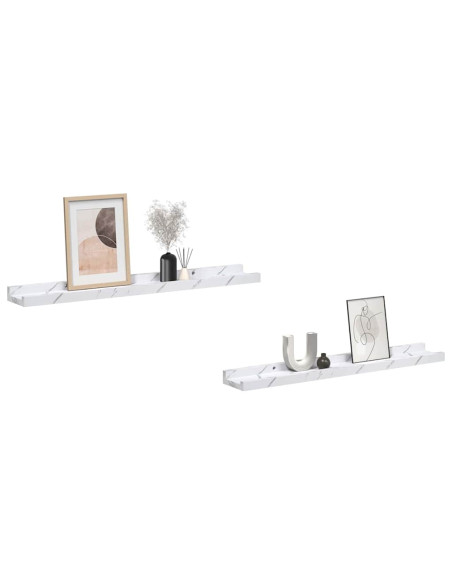 Scaffale da parete 2 pcs Marmo Bianco 60 x 9 x 3 cm
