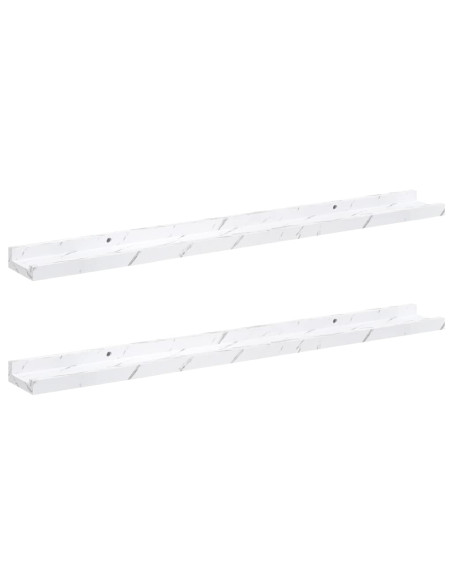 Scaffale da parete 2 pcs Marmo Bianco 80 x 9 x 3 cm