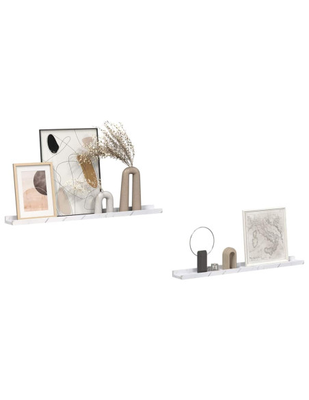 Scaffale da parete 2 pcs Marmo Bianco 80 x 9 x 3 cm