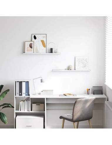 Scaffale da parete 2 pcs Marmo Bianco 80 x 9 x 3 cm