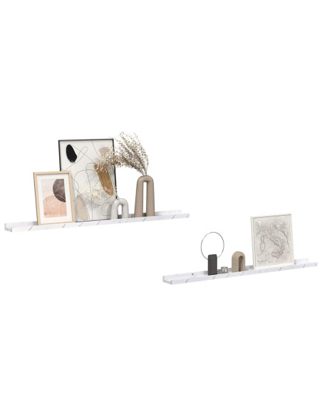 Scaffale da parete 2 pcs Marmo Bianco 100 x 9 x 3 cm