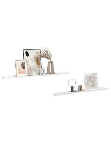 Scaffale da parete 2 pcs Marmo Bianco 115 x 9 x 3 cm