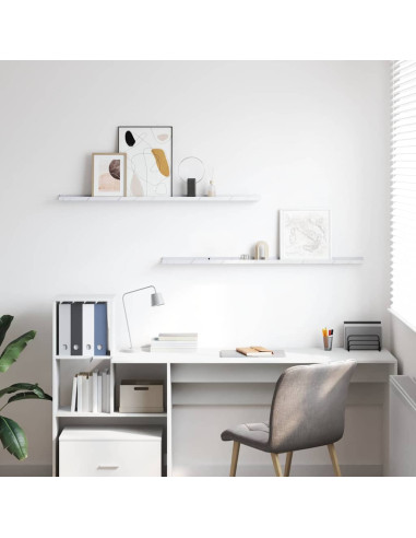 Scaffale da parete 2 pcs Marmo Bianco 115 x 9 x 3 cm