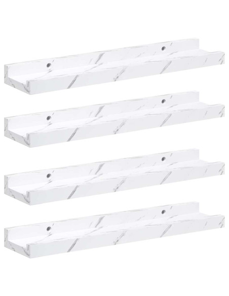 Scaffale da parete 4 pcs Marmo Bianco 40 x 9 x 3 cm