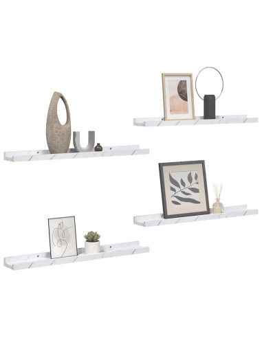 Scaffale da parete 4 pcs Marmo Bianco 40 x 9 x 3 cm